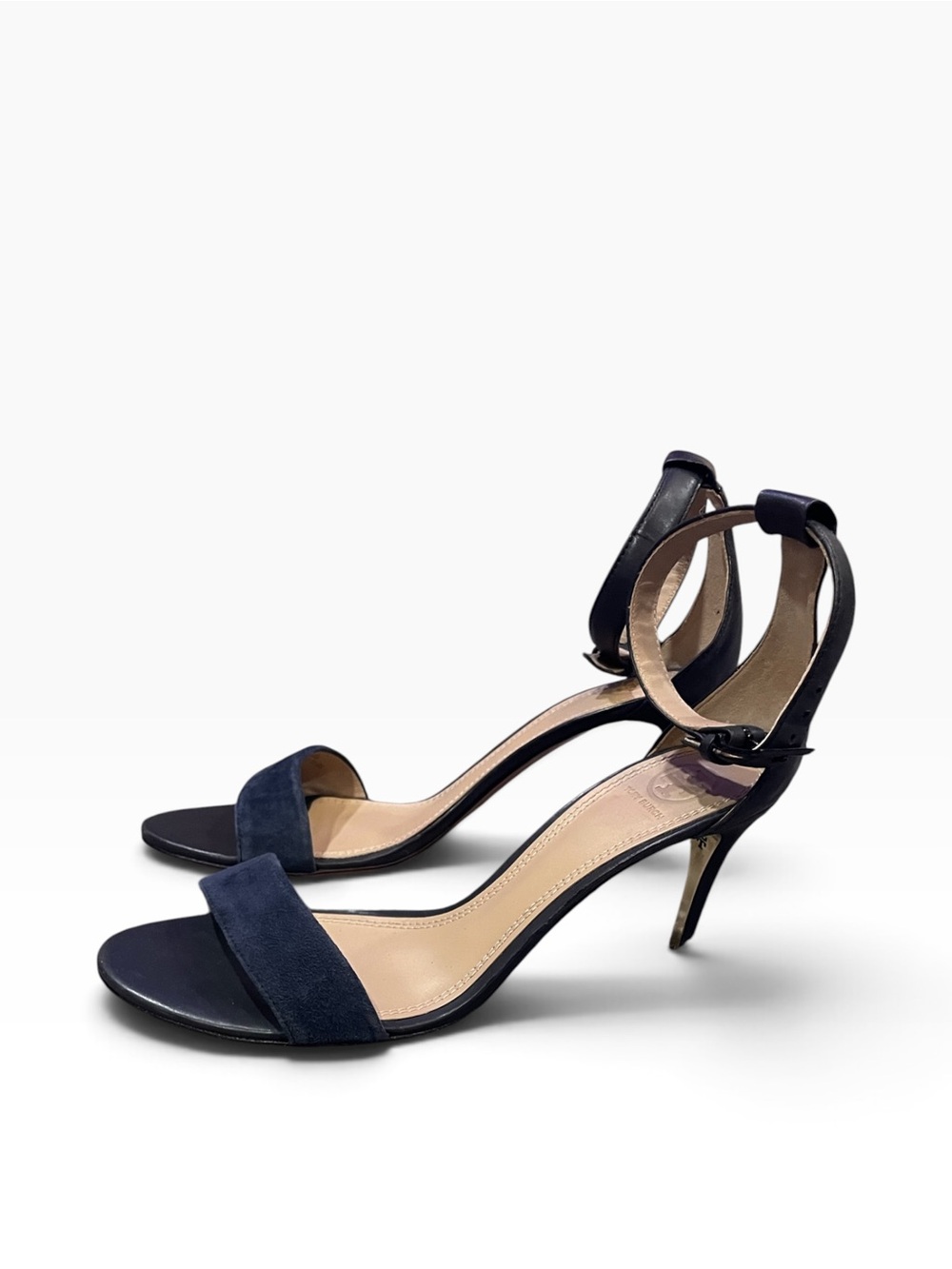 Tory Burch Black Ankle-Strap Suede Front Sandals Size 9.5